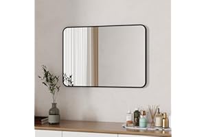 ‎BOROMAL Boromal Spiegel Schwarz 50x70 cm Rechteckiger Spiegel Schwarz mit Metall Rahmen Badezimmerspiegel Schwarz Badspiegel Schwarz Wandspiegel Schwarz für Badezimmer, Waschräume, Schlafzimmer