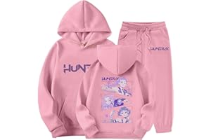 GENERIC 𝙆𝙥𝙤𝙥 Demon Survêtement Fille Ensemble 2 Pièces Vintage Y2K Hoodie Pantalon et Haut Sweats à Capuche Jogging Vêtements Imprimés Huntrix 𝙆𝙥𝙤𝙥 Demon Sportswear