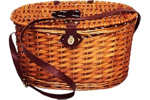 GENERICO Capra Group Cesta per la raccolta funghi e tartufi in vimini con tracolla regolabile, con buco per facilitare la raccolta 40x26xh27 cm