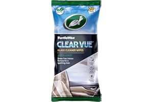 Turtle Wax Clear Vue Car Glass Cleaner Wipes - Quick & Easy Streak Free Glass Wipes- Removes Finger Marks, Grime & Tobacco Stains On Windows, Mirrors & Camera Lenses - Re-Sealable Pack (Pack of 24)