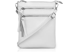 befen Small Leather Crossbody Bags Purses and Handbags for Women, Functional Multi Pocket Cross Body Phone Bag Zipper Shoulder Wallet with Long Strap-White