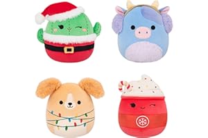 Squishmallows Original Christmas Holiday 4-Pack – Official Plush Amazon Exclusive | Collectable Cute Plush Toy, Cuddly Toys for Children, Soft Toys, Cute Christmas Teddies