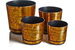 KORAD Übertöpfe Satz 4 Stück Rost 16 cm, 18 cm, 21 cm, 26 cm - dekorative Übertöpfe in 4 der Größe von 16 cm, 18 cm, 21 cm, 26 cm für Blumen, Kräuter, Pflanzenkompositionen. OSL S4/133