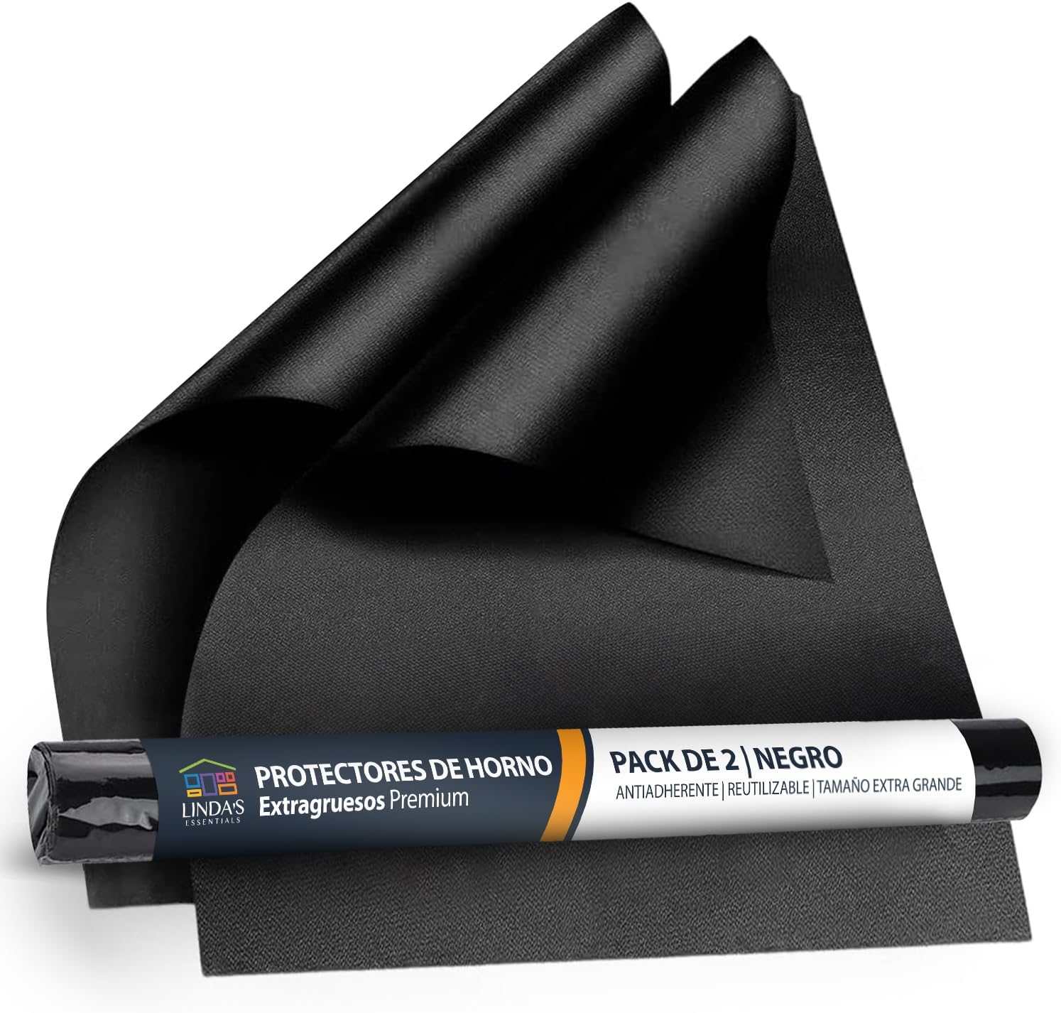 Linda's Essentials Protector Horno Interior (2 Unidades) – Alfombrilla Horno Reutilizable 32x50 cm, Protector de Horno Antiadherente, Revestimiento Horno Universal, Fácil de Limpiar – Negro