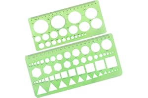 TIESOME Círculo Stencil para Dibujo, 2 Piezas Quilling Stencil Naranja Transparente Digital Medición de plantillas Reglas para la Oficina y la Escuela de Construcción Encofrado Dibujos Plantillas