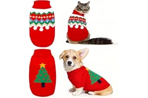 DRAUPNIR 2 Packs Dog Christmas Jumper, Jumpers Dog and Cat, Turtleneck Christmas Pet Sweater, Knitted Winter Warm Soft Dogs Jumper Costume for Small Dogs and Cats S