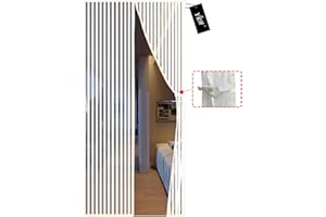 YRH Magnetic Fly Screen Door,Heavy Duty Bug Mesh Curtain,Powerful Magnets,Stay-Open Option with Buckles,Full Frame Magic Tape Curtain No Gap,Lets Fresh Air in,90 x 210 cm,White