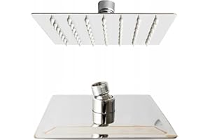 AquaParts Duschkopf | 15x15cm | 1/2" | Regendusche | Durchmesser | Wasserfall-Duschkopf | Verstellbarer Kopfbrause | Wassersparend mit Anti-Kalk-Düsen