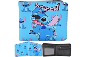 simyron Portefeuille Cartoon Portefeuille en Cuir pour Enfants Bleu Cartoon Portefeuille Court à Deux Volets Cadeau d'anniversaire pour Les Fans de Cartoon Garçons Filles