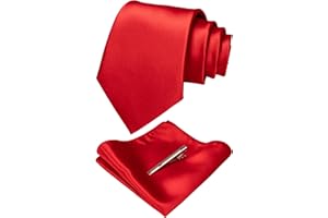 JEMYGINS Cravatta Uomo Matrimonio Occasioni Satin Multicolore con Fazzoletto e Fermacravatta