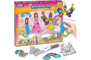 Imagimake Window Art - Princess - 16 Pieces Glass Painting Set - Princess, Mermaid, Unicorn Designs - Craft Kit for Girls 5 Y