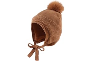 XIAOHAWANG Caliente Earflap bebé Beanie Chica Niño Invierno Beanie Muy Pequeño Lindo Pom Pom Sombrero con Vellón