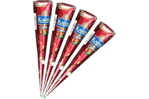 HANUMAN STORE Henné Kaveri 100% Natural Mehendi Cone 4 x 25 g, Senza Sostanze Chimiche, Senza PPD