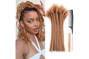 100% Cheveux humains Dreadlocks Extensions 8 pouces Afro Kinky Noir 30 Brins 0.4cm Mode Crochet Tressage Cheveux Pour Femmes par Originea (#30)