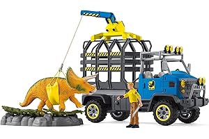 Schleich 42565 Dinosaurs – Mission de Transport Dino, Coffret de 43 pièces avec Figurine tricératops et Camion de Transport, Jouets Dinosaures pour Enfants dès 4 Ans