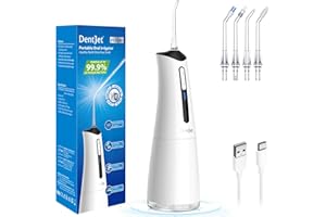 Idropulsore Dentale Portatile Senza Fili Ricaricabile, DentJet 300 ml Kit di Pulizia Dei Denti Irrigatore Orale Impermeabile per Viaggi e Casa (2024 Version)