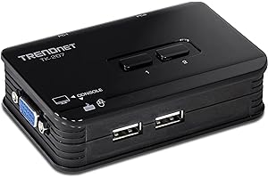 ‎TRENDNET TRENDnet TK-207K 2-Port USB KVM Switch und Kabelsatz, Geräteüberwachung, Auto-Scan, Akustische Rückmeldung, USB 1.1, Windows, Linux, blau