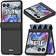 Miimal Compatible with Motorola Razr 50 case with Hinge Protection, [Built-in Tempered Glass Film] Hard PC Slim Fit Shockproof Frosted Skin-Friendly Bumper Protective Cover for Moto Razr 50, Black