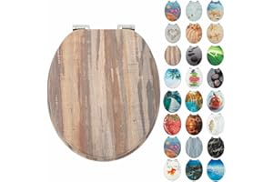 SAINOS,WC Sitz mit Absenkautomatik,Toilettendeckel aus Holz,Stabile Qualität,Einfache Reinigung