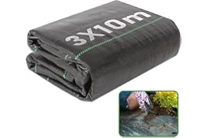 CAKKVDE 3m x 10m Heavy Duty Weed Membrane - Woven Weed Barrier Fabric for Landscaping, Driveways, Gravel Paths & Artificial Grass Underlay (Black, Durable Ground Cover)