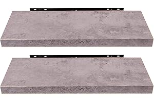 EUGAD Mensola a Muro Set da 2, 40cm, Mensole Librerie da Parete Scaffale MDF Stile rétro Ripiano Portaoggetti, Legno Grigio, 0141QJ-2