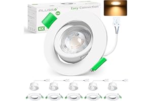 ‎ALUSSO LIGHTING ALUSSO LIGHTING LED Einbaustrahler 230V Schwenkbar, 5W Warmweiß Deckenspots mit Abnehmbar Modul Nicht Dimmbar, Ø74-78mm Ultra Flach LED Einbauspot für Küche Wohnzimmer Schlafzimmer, 6er