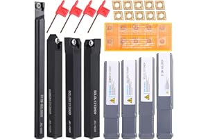 VerRich Indexable Lathe Turning Tools 1/2" 12mm Shank 14pcs kit,4 PCS Metal LatheTool Holder with 10pcs CCMT09T304 Carbide Inserts
