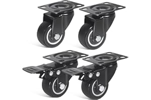 FOSLAP Heavy Duty Castor Wheels 50mm up to 200KG Noiseless Swivel Trolley Wheels - PU Rubber Swivel Wheels for Moving Furniture and Trolley (2 Brakes 2 Non Brakes)