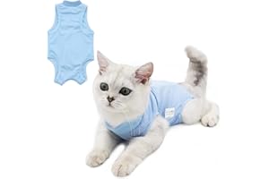 WDEC Cat Professional Recovery garnitur medyczny, Zapobiegający wyciekom kot, po operacji, ochrona przed wyciekiem, utrzymuje ciepło, chusta do odzyskania, dla kotów i psów (L, niebieski)