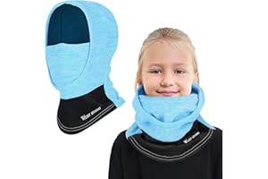 AYPOW Pasamontañas Térmico de Invierno Niños, Multifunción Prueba de Viento Forro Polar Cálido Máscara de Esquí Ciclismo Sombreros Gorro con Calentador de Cuello, Mascarilla para 6-13 Años Niños Niñas