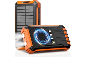 Apkezel Solar Powerbank Outdoor, 26800mAh Solar Ladegerät mit 6 Ausgänge und 4 Eingänge, 15W Schnelllade Solar Charger mit kabellosem Laden, Wasserdicht Camping Powerbank für Handy und Tablets