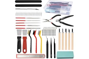 AOBOPLE 56 Pezzi Kit di Strumenti per Stampante 3D, Accessori per Stampante 3D con Coltello di Sbavatura Pinze Lime Coltelli da Incisione e Spazzole di Pulizia, Ideale per Modellismo Scultura e Manutenzione