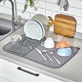 Tezgah &Uuml;st&uuml; Bulaşıklık Bulaşık Kurutma Matı S&uuml;zgeci Katlanır Plastik Sepeti Kurulama Bezi &Ouml;rt&uuml;s&uuml; Kurutmalık Katlanabilir Taba