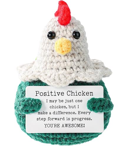 Mini Gestricktes Positives Huhn Mit Ermutigungskarte – Süße Deko & Motivierendes Geschenk
