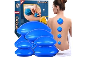 ‎RETOO Retoo Zestaw do baniek silikonowych, głowice do baniek silikonowych, masażer antycellulitowy do usuwania baniek, przyssawka silikonowa do baniek 4 sztuki, okulary do baniek anti-aging, profesjonalny