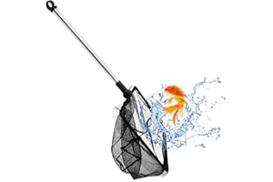 INNAL Retino Rete da Pesca 26-45cm Retino Acquario Guadino Pesca Telescopico Retino Pesci Acquario per Acquario,Piccolo Stagno(Nero)