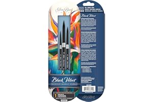 Silver Brush Limited SLM 3099 Susan Louise Moyer Aquarell Rundpinsel Set, 3 Pinselset Black Velvet Rund Pinsel, Größen 4, 8 und 12