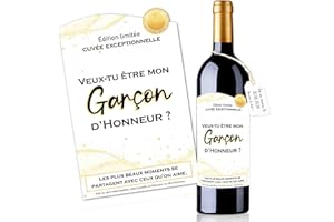 Étiquette bouteille "Veux-tu être mon témoin?" - ma témoin - garçon - demoiselle d'honneur – Demande témoin mariage Cadeau original mariage vin personnalisé Annonce Étiquette vin (GARCON D HONNEUR)