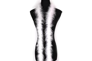 CHAOJUKJ 2 Yards 20G White Fluffy Marabou Feather Boa for Women Boa DIY Craft Sewing Trim Home Wedding Party Christmas Decoration