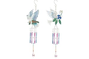 ‎DCIDBEI DCIDBEI Diamond Painting Windspiele für Draußen 2er Set 6 Rohre Fenster Taube Windspiel Bastelset Kinder Mädchen Klangspiele Sonnenfänger Basteln Terasse Balkon Muttertagsgeschenk Glockenspiel Metall