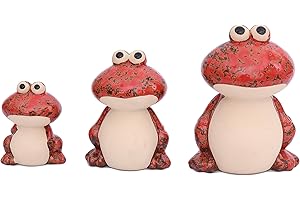 Flanacom Dekofiguren Set aus Keramik - Tierfiguren für Innen und Außen - Deko-Artikel für Wohnung & Garten - Tier Gartendeko Wohnzimmerdeko (Frosch 3er Set)