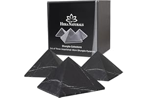 Heka Naturals Piramide di Shungite Non Levigata Pietra Nera Set di 3 | 10 cm – Decorazioni Casa Shungite Pietra Naturale - Pietre Chakra Cristalli Curativi Meditazione