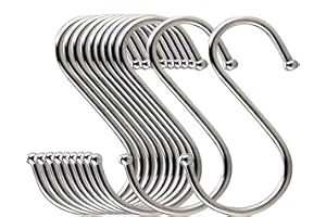 Bosdontek 30 Pezzi Ganci a S Cucina Ganci in Acciaio Inox, Ganci Attaccapanni Forma di S Multifunzionale, Gancio a S in Metallo Resistente Doppio Gancio Adatto per Cucina, Bagno, Giardino