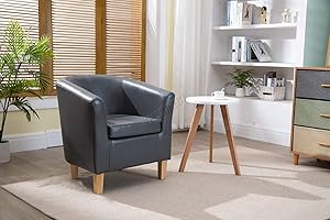 WestWood Faux Leather Tub Chair Armchair Dining Living Room Lounge Office Modern Furniture Grey New