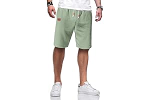 TARAINYA Short Homme Coton Lin Taille Elastique éTé Casual Pantalon Court Homme avec Poches