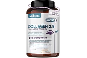 Collagene Idrolizzato Verisol® 2500 mg + Acido Ialuronico + Coenzima Q10 - Integratore Pelle, Capelli e Ossa con Biotina, Zinco e Vitamina C - 120 compresse, Nutracle