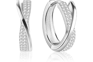 ASH'S CHOICE Ohrringe Sterling Silber 925 Creolen für Damen, 14 Karat Vergoldet Creolen Ohrringe Runden, Glänz Kleine Creolen mit AAA+ Zirkonia Strasssteine, Hypoallergen Creolen Ohrringe für Damen