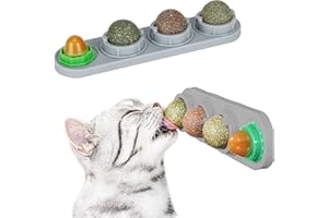 VMINOG Palla Erba Gatta Giocattolo Con Erba Gatta Palla Erba Gatta per Gatti Rotante 3 in 1 Snack Commestibile Gatti Gatti Accessori per La Pulizia Dei Denti Del Gatto Invia Caramelle (Grigio)