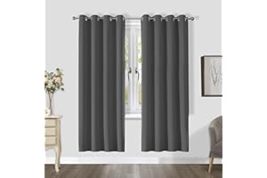 ‎CUCRAF CUCRAF Verdunklungsvorhang für Schlafzimmer, Kinderzimmer Gardinen Verdunkelung Thermovorhang Blickdicht Ösenvorhang Wärmeisolierend, 2er Set H 225x B 140 cm, Dunkelgrau