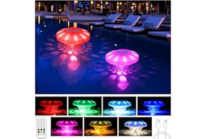 TEPENAR Lot de 2 lampes de piscine flottantes 7 modes IP68 - Éclairage disco et spa rechargeable pour piscine, jacuzzi, aquarium, étang de jardin - Décoration LED étanche pour fêtes en plein air